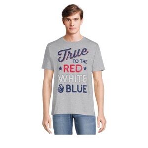 Gray Graphic T-Shirt with Patriotic Text 4th July